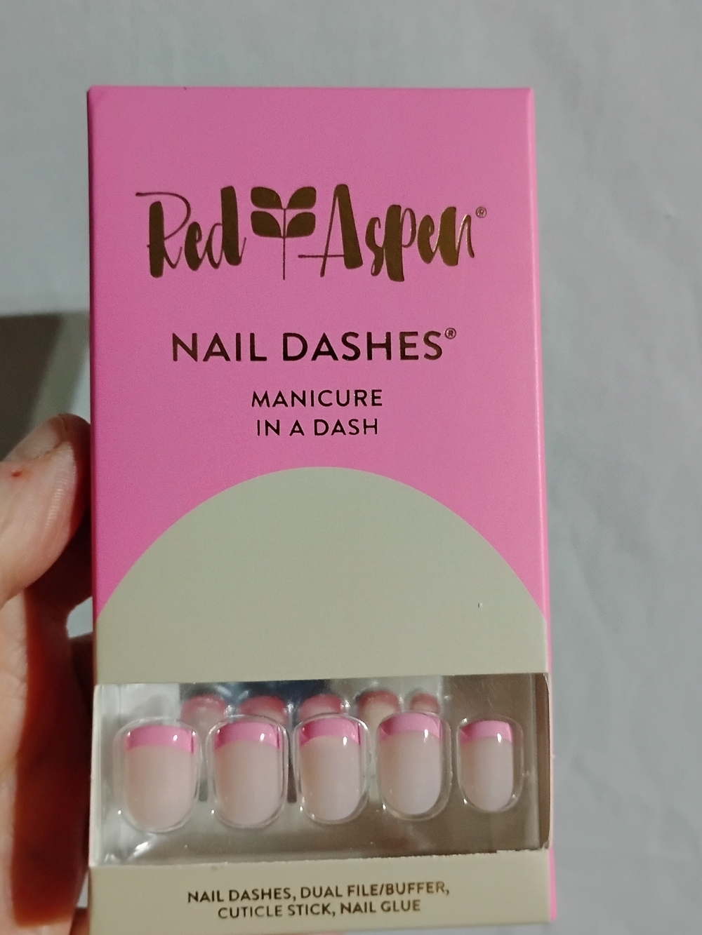 Red Aspen Nail Dashes - Pink French Tip Press-On Nails Sweety's French Tip NEW